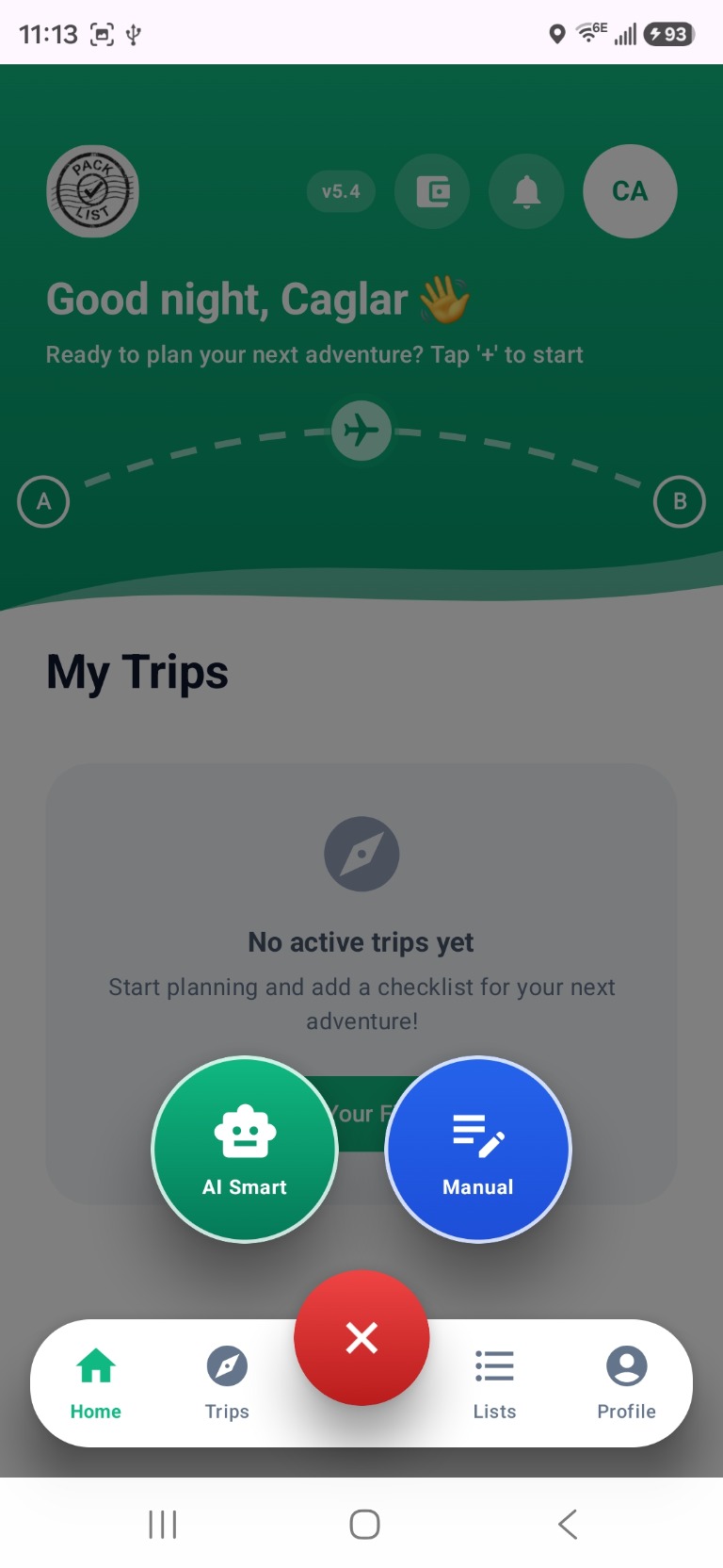 Home create sheet with AI Smart and Manual options